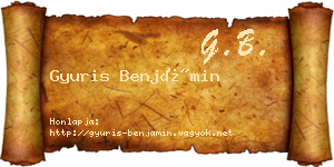 Gyuris Benjámin névjegykártya